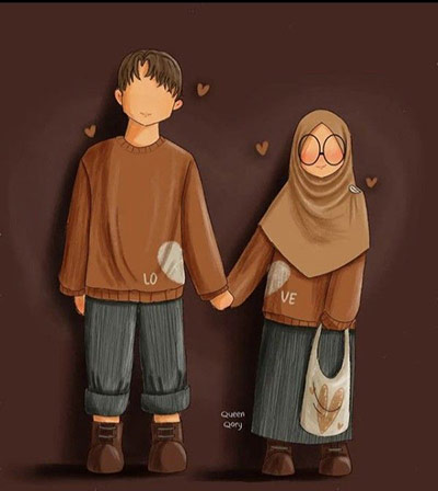 Gambar-Kartun-Muslim-Couple-Coklat-Lucu