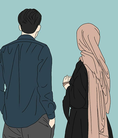 Gambar-Muslimah-Kartun-Couple-Hijab-Biru