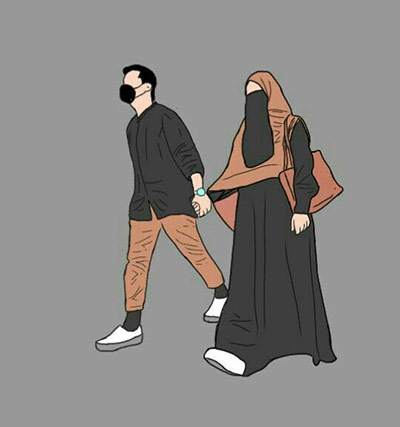 Muslimah-kartun-couple-cadar